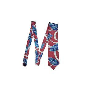 Vintage Je Suis Red and Blue Floral Print Tie